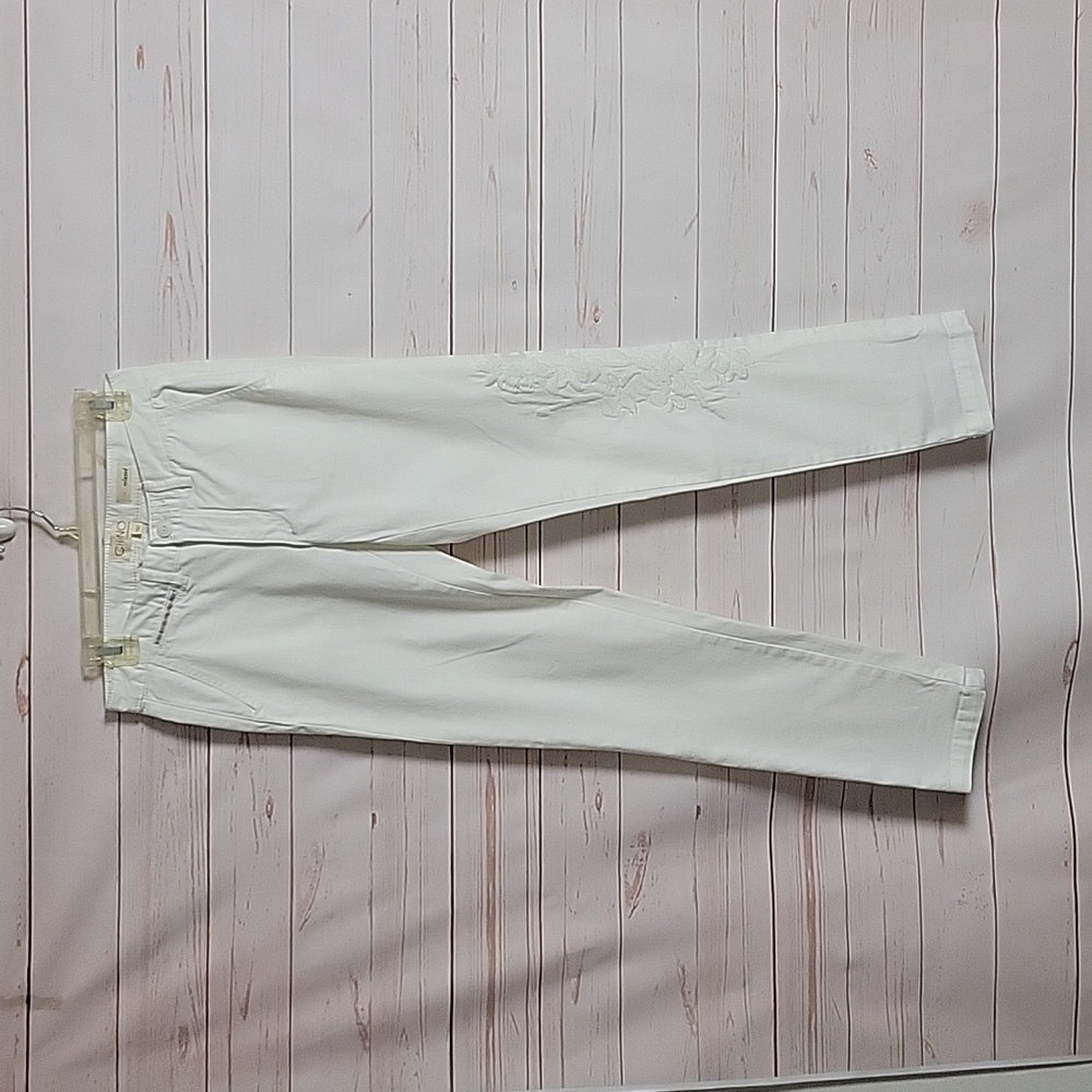 Anthropologie Chino Relax Fit Embroidered Leg Pants Size 26 NWT